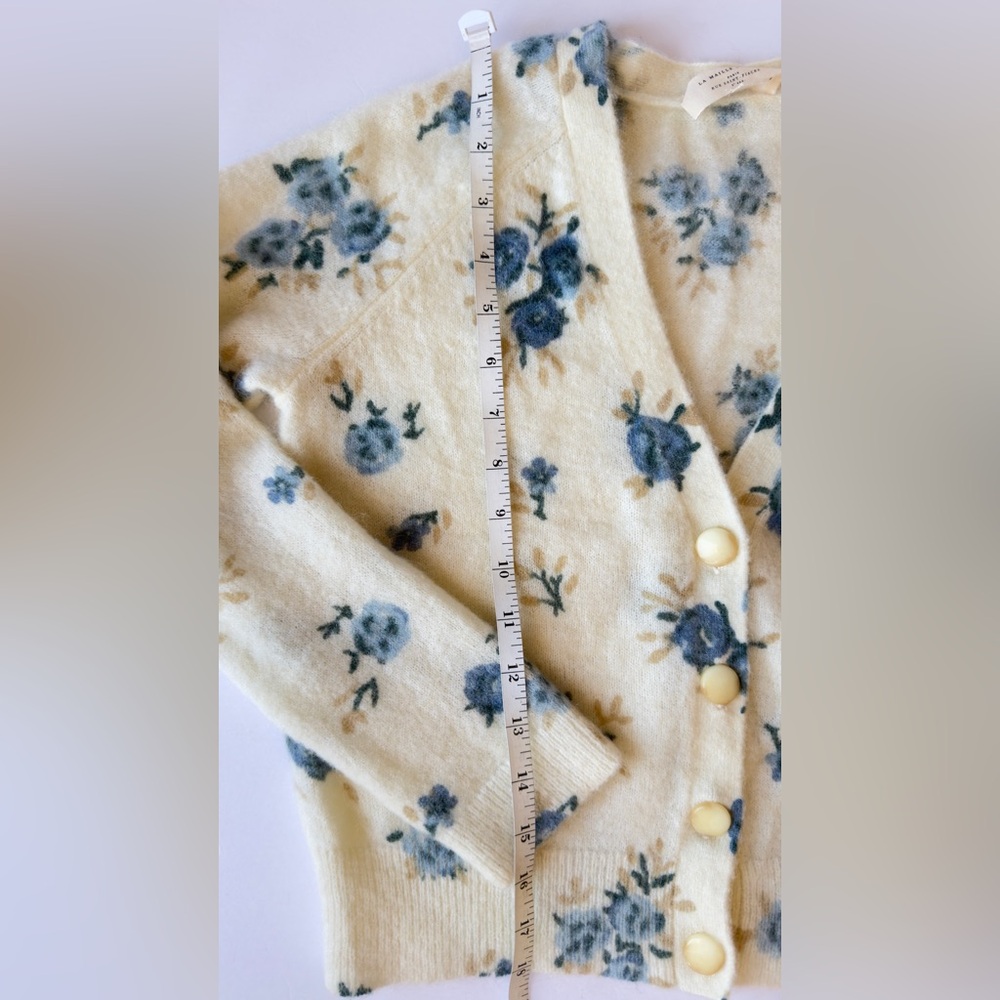 Sezane Nerys Cardigan Blue Floral Sweater. Size Small - Picture 10 of 12